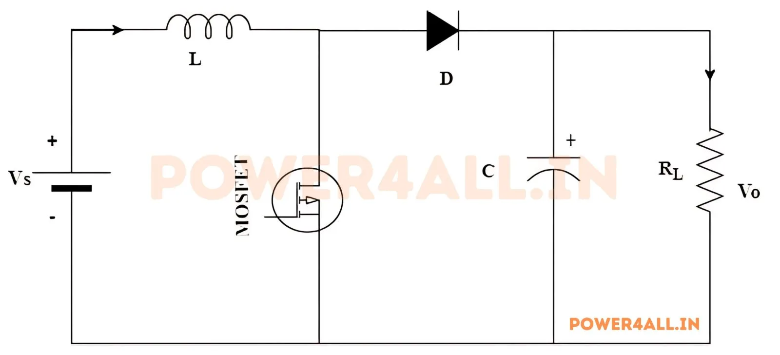 Boost (Step-Up) circuit diagram – Power4All